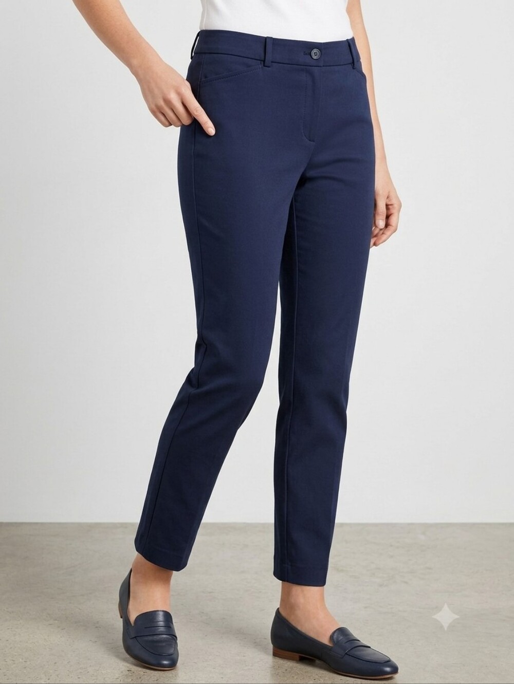 Talbots Hampshire Ankle Pants Navy Blue Size 8 Straight Leg Trousers